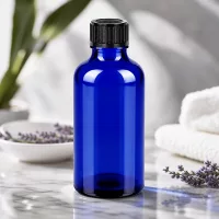 Pharmazeutische 50ml Glasflasche in UV-Filter Blau mit tamper-evident Verschluss für Qualitätssicherung