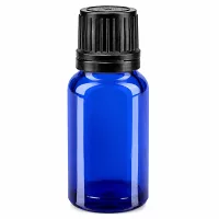 Blaue 10ml Glasflasche mit Originalitätsverschluss schwarz für Pharmazie und Aromatherapie