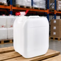 Platzsparender 5 Liter Kanister mit Einfüllöffnung und rotem Hahn für Industrie und Gewerbe