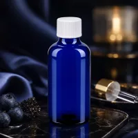 Vielseitige 50ml Glasflasche in Apothekerqualität mit weissem SV-Verschluss für Kosmetik