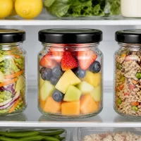 Praktische Vorratsgläser 53ml für Kühlschrank Meal Prep schwarzer Deckel 48er Set UNiTWIST