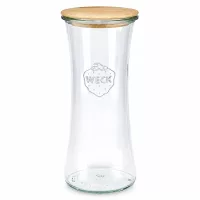 WECK Delikatessenglas 700ml RR80 mit Holzdeckel Einmachglas Vorratsglas transparent Glasdose mit Bambus Deckel