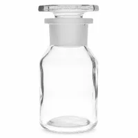 Kompakte Weithals Vorratsflasche 50ml klar mit Glasstopfen ideal für Laborproben