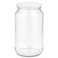 1062ml Rundglas mit weißem BasicSeal Deckel UNiTWIST Verschluss Vorratsglas Einmachglas transparent