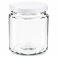 250ml Honigglas mit weißem BasicSeal Deckel UNiTWIST, leeres Glasgefäß für Honig und Marmelade