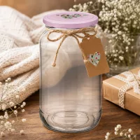 1062ml Rundglas BasicSeal rosa Herzdeckel mit Jute-Schleife und Geschenkanhänger als dekorative Verpackung