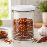 400ml Honigglas mit weißem Deckel als Gewürzglas für Chiliflocken Küchenaufbewahrung Wabenmuster am Glasboden