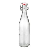 500ml Glasflasche mit Bügelverschluss aus Porzellan, transparente Flasche mit rotem Dichtungsring für Getränke