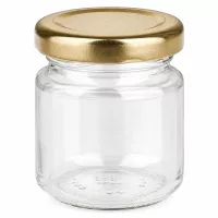 Leeres 53ml Portionsglas mit breitem goldenem Metalldeckel aus dem UNiTWIST-Set
