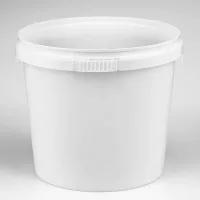 Vielseitiger weißer Plastikbehälter 1L aus PP ohne Deckel mit breiter Öffnung und Griffrand