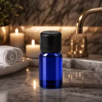 Handliche 5ml Glasflasche blau mit dichtem Verschluss für Reise und unterwegs