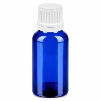 Blaue 20ml Glasflasche mit weißem Tropfverschluss 0.7mm Öffnung für Medizin