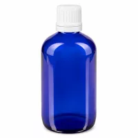 100ml UV-Schutz Tropfflasche blau mit weißem Originalitätsverschluss für ätherische Öle
