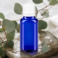 Lichtschützende kobaltblaue Glasflasche 20ml mit weißem OV-Verschluss für Heilmittel und Essenzen