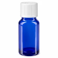 Blaue Apotheker Glasflasche 10ml mit kindersicherem weißen Verschluss für Tropfen