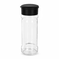 Rundes Klarglas-Salzgefäß 100ml mit mattschwarzem Streueraufsatz