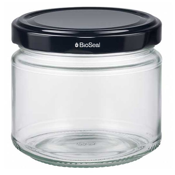 330ml Rundglas + BioSeal Deckel schwarz UNiTWIST