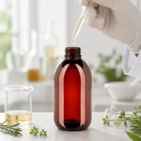Braune Kunststoffflasche 250ml für Naturextrakte und Öle mit weißem Sicherheitsverschluss