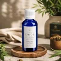 Stilvolle 30ml Glasflasche in Kobaltblau mit weißem Verschluss für Premium-Produkte