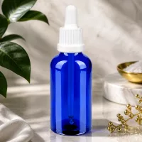 Vielseitige 50ml Glasflasche mit Pipette OV BlueLine UT18/50 für Aromatherapie