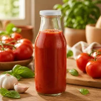 UNiTWIST BasicSeal Glasflasche 330ml luftdicht verschlossen mit frischer Tomatensoße