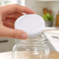 UNiTWIST Verschlussdeckel TO58 weiss BPA-NI unitemp wird auf Vorratsglas aufgebracht