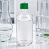 100ml Glasfläschchen mit engem Hals 11mm grüner SV Deckel ClearLine UT18/100 für Flüssigkeiten