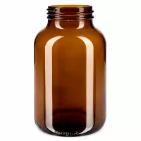 Bernsteinfarbene Glasflasche 1000ml mit breiter Öffnung für Pulver und Flüssigkeiten