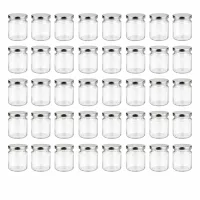 UNiTWIST Minigläser 48er Set rund 53ml Klarglas mit silbernem Deckel für Marmelade und Dips
