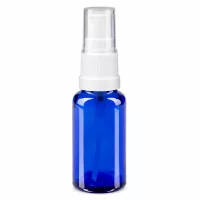 20ml Lichtschutz-Sprayflasche blau ApoGlas mit weißem Sprühaufsatz und Steigrohr