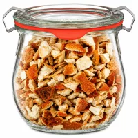 WECK Einmachglas Tulpenform 220ml mit rotem Gummiring gefüllt mit bunten Gewürzflocken