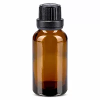 Kompakte Apothekerflasche 20ml braun mit 11mm Schraubverschluss schwarz OV Verschluss