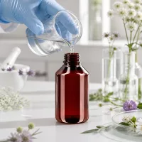 Nachfüllbare 50ml Braunglasflasche PET mit grünem OV für Kräuterextrakte und Heilpflanzen
