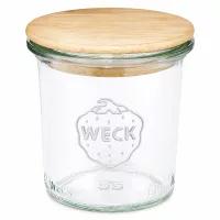 140ml Sturzglas WECK RR60 mit Holzdeckel Einmachglas transparent mit Naturholz-Deckel für Küche