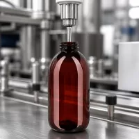 Industrielle Abfüllung brauner 250ml PET Flasche mit Originalitätsverschluss in Reinraumumgebung