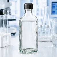 Transparente Glasflasche rechteckige Form 100ml mit EPE-Einlage für chemische Substanzen