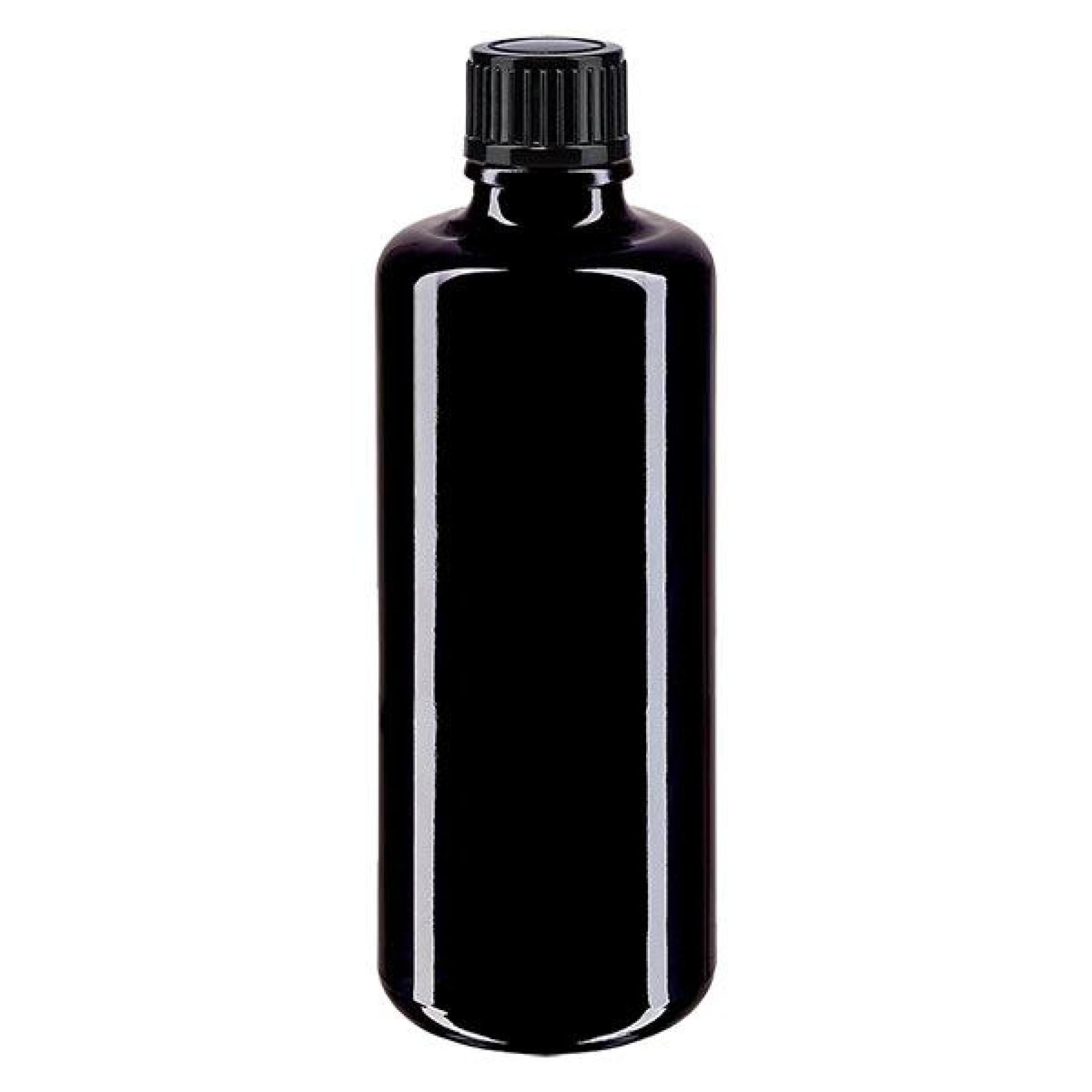Apothekenflasche violett 100ml Schraubverschluss schwarz Standard