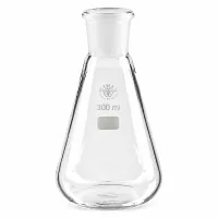 Erlenmeyerkolben aus klarem Borosilikatglas 300ml Volumen mit präzisem Normschliff