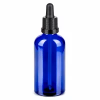 Apothekerflasche 100ml blau mit schwarzem Tropfverschluss für genaue Anwendung