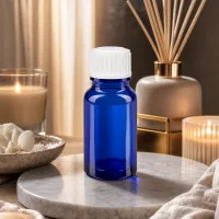 Apothekerflasche Kobaltblau 10ml Borosilikatglas mit weißem Schraubverschluss für Kosmetik