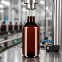 Pharmaceutical-Grade braune 750ml PET Flasche mit weißem OV in Serienabfüllung