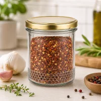 400ml Honigglas mit BasicSeal Deckel gold UNiTWIST als Gewürzglas für Chili-Flocken in Küchenambiente