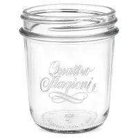 Leeres 320ml Quattro Stagioni Sturzglas mit QS86mm Gewinde und elegantem Schriftzug für Einmachen und Konservieren