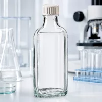 Kleine Laborflasche Meplat Form klar mit auslaufsicherem PE-Verschluss 100ml
