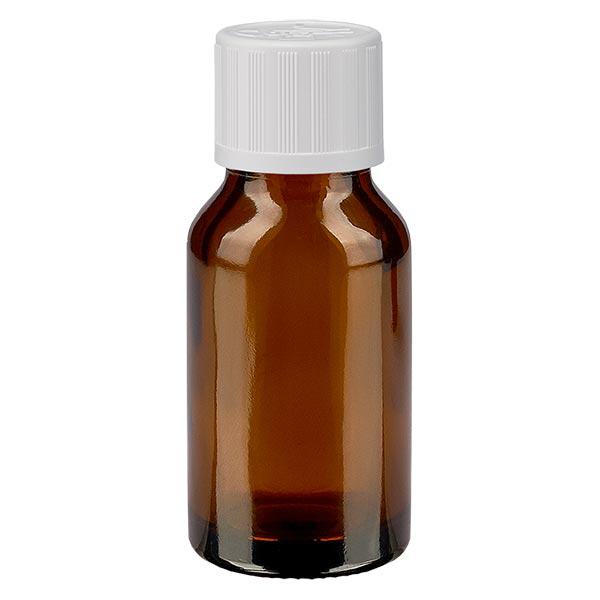 Apothekenflasche braun 15ml Tropfverschluss weiß Kindersicherung Standard