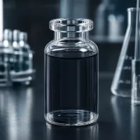 Hochwertige Klarglas Injektionsflasche 10ml mit breitem Mündungsring und dunklem Flüssigkeitsinhalt