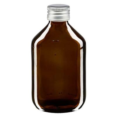 300ml Medizinflasche braun, mit Verschluss silber Aluminium ApoGlas
