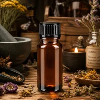 Kompakte 10ml Dosierflasche ApoGlas braun mit geripptem Schraubdeckel schwarz STD