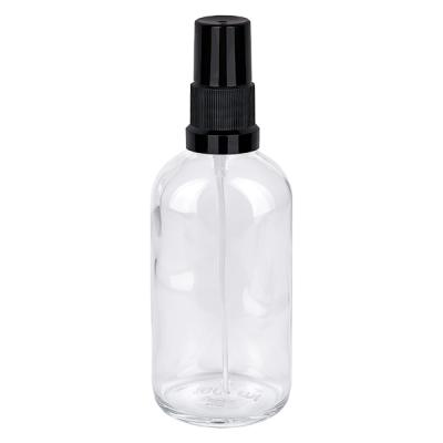 Kompakte 100ml Glasflasche mit schwarzem Feinzerstäuber für Flüssigkeiten