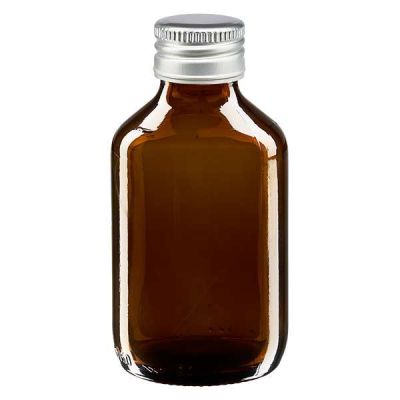 150ml Medizinflasche braun, mit Verschluss silber Aluminium ApoGlas